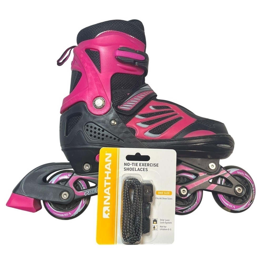 DIKASHI Inline Skates Adjustable Roller Skates Beginner ABEC-7 Wheels L Nw Laces